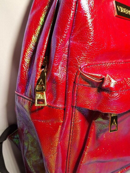 Vibedration Hydration Backpack w/o bladder- Red/Pink w/Gold Faux Leather-type main image 11
